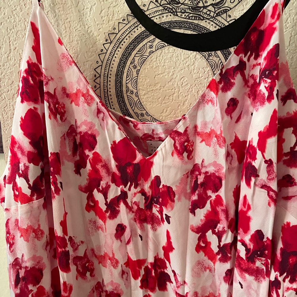 Plus Size Womens sleeveless Floral pink and White Midi Dress size 4X NEW - Picture 10 of 12